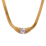 Load image into Gallery viewer, Vintage Style &#39;Bella&#39; Snake Chain Necklace With Cubic Zirconia Pendant
