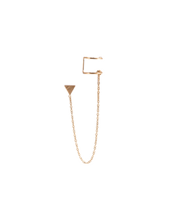 14K Gold Plated Triangle Ear Stud With Chain & Ear Cuff