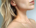 Load image into Gallery viewer, 14K Gold Plated Triangular Marble Effect Studs
