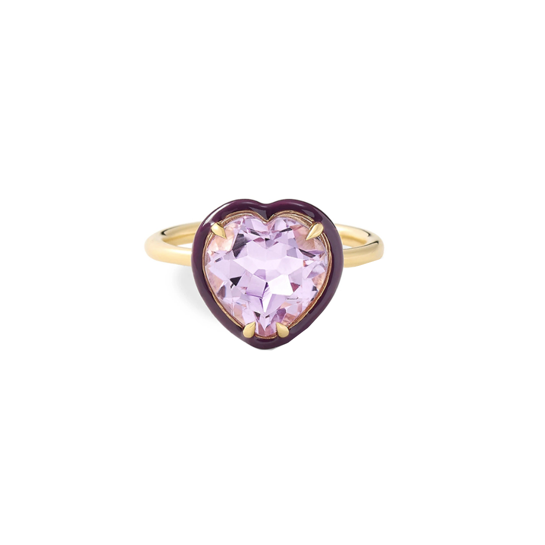 Adjustable Love Heart Gold Plated Sterling Silver Pastel Ring