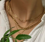 Load image into Gallery viewer, Dainty 14K Gold Plated Stainless Steel Paperclip Chain Necklace
