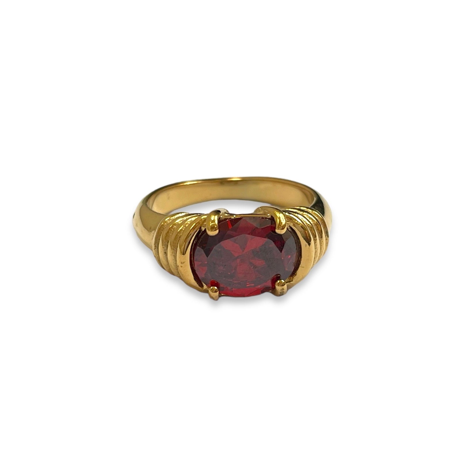 Vintage Style ‘Bella’ Gold Stainless Steel Cubic Zirconia Ring