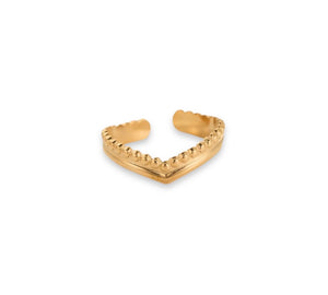 Gold Plated "V" Shape Stainless Steel Wishbone Ring