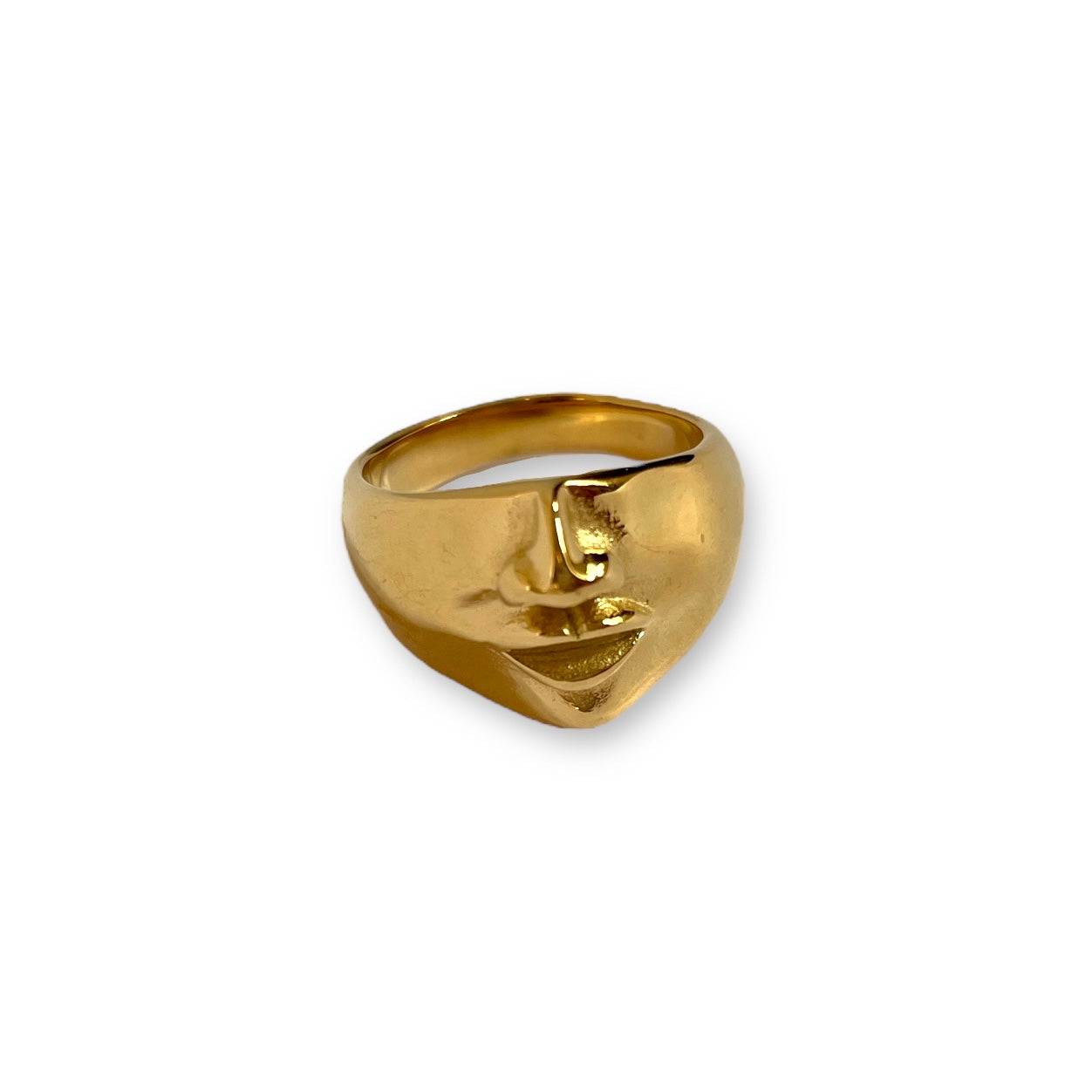 Gold Stainless Steel Face Ring