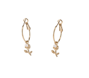 14K Gold-Plated Hoop Drop Stainless Steel Earrings