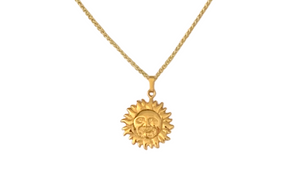 Two Tone 24K & 18K Gold Plated Sterling Silver Sun Necklace