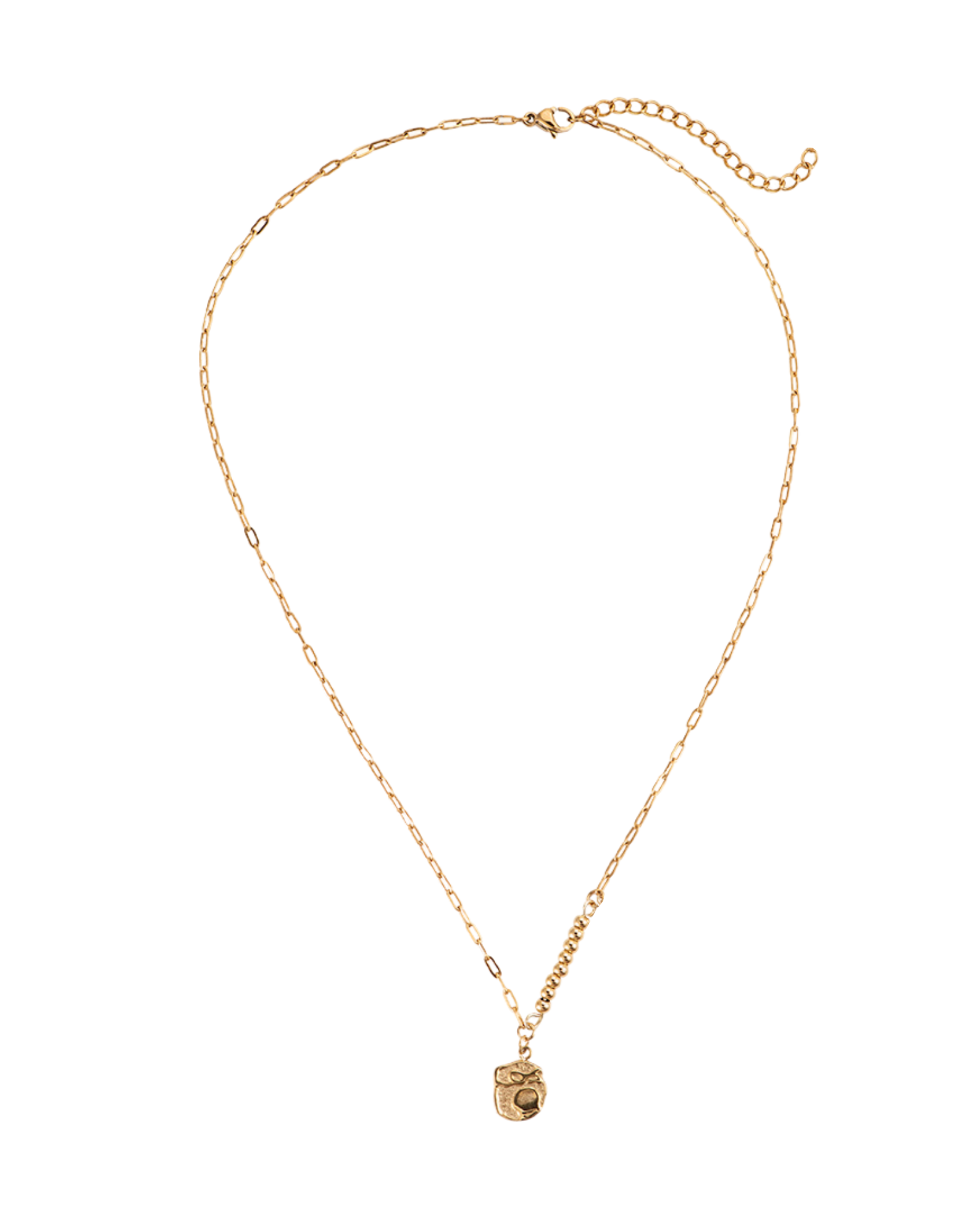 Dainty 14K Gold Plated Hammered Drop Pendant Necklace