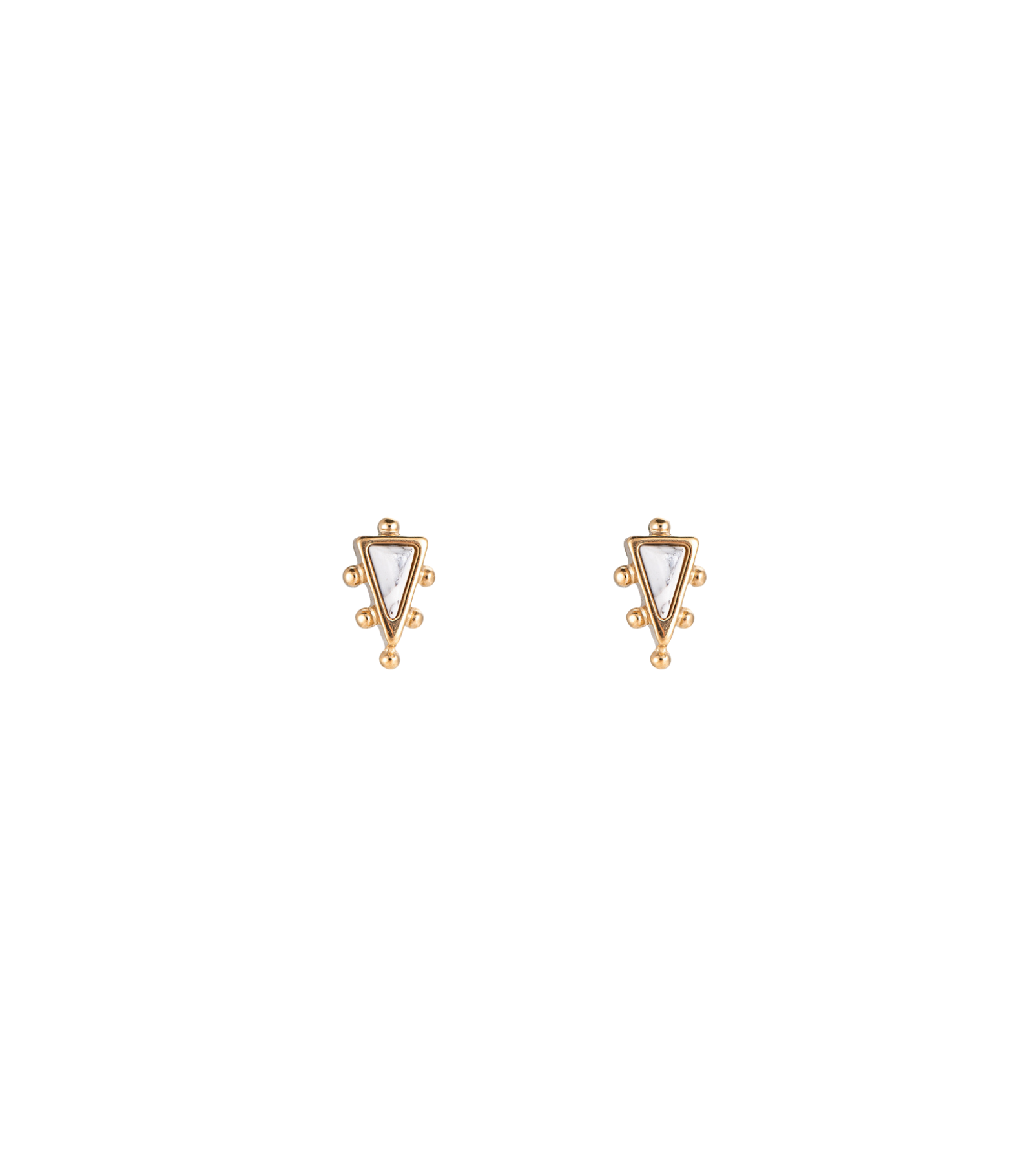 14K Gold Plated Triangular Marble Effect Studs