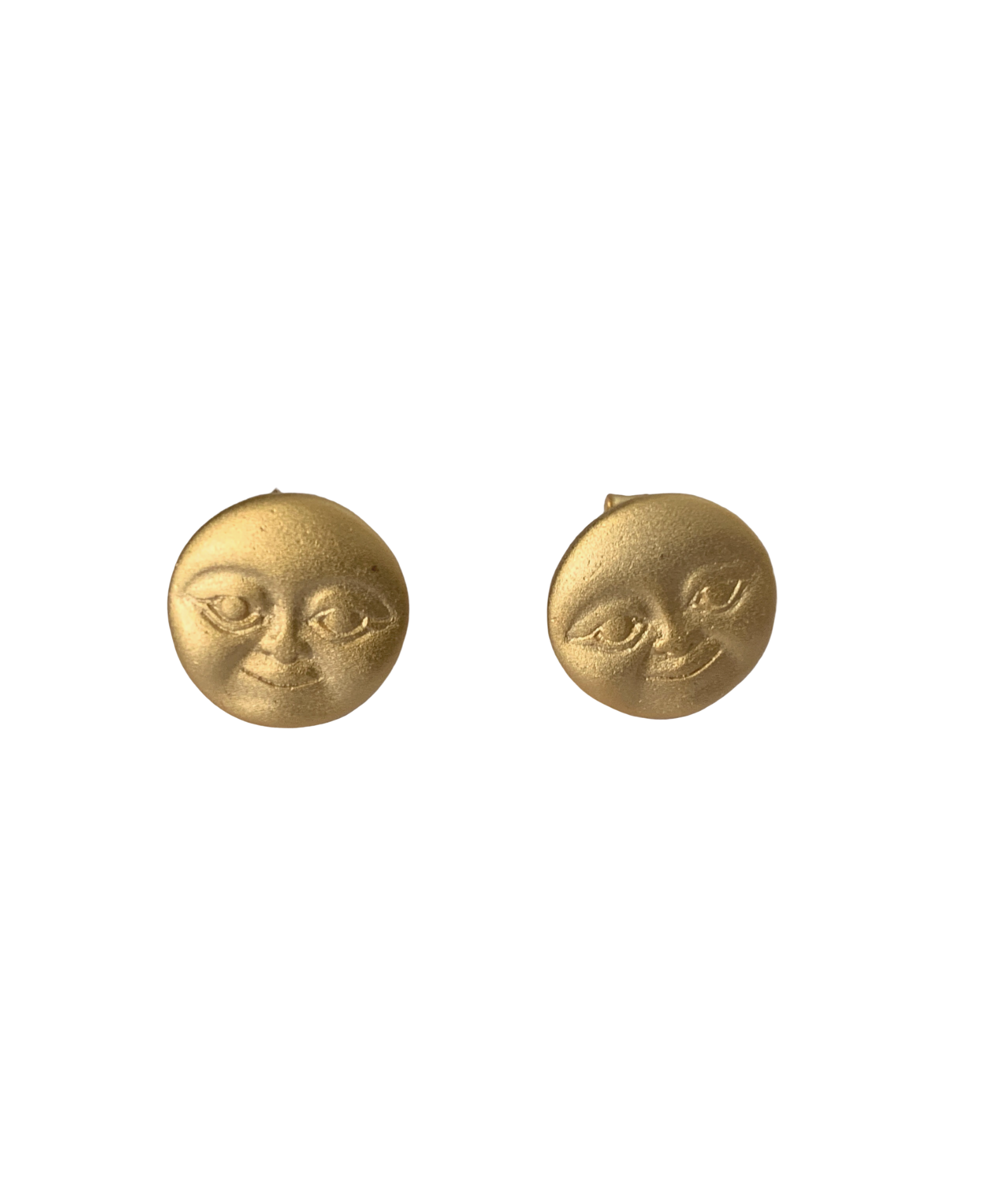 Sterling Silver Gold Sun Moon Face Studs
