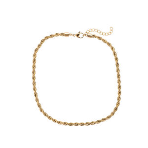 14K Gold Plated Twisted Rope Chain Necklace