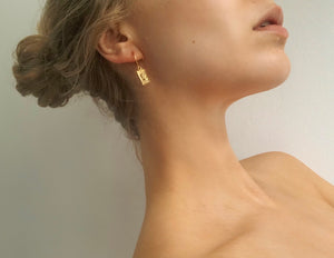 Dainty Gold Venus Stainless Steel Rectangular Drop Earrings