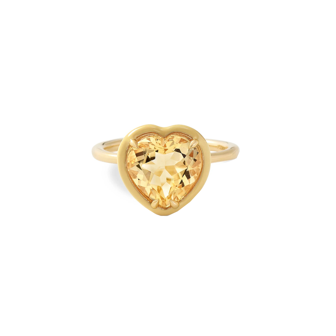 pastel yellow gold plated sterling silver heart ring